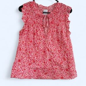 Misa Los Angeles Pink Floral Ruffle Blouse